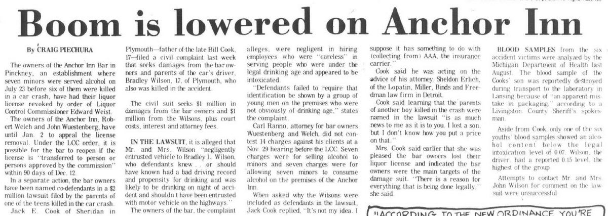 Anchor Inn - Dec 1977 Article On Accident